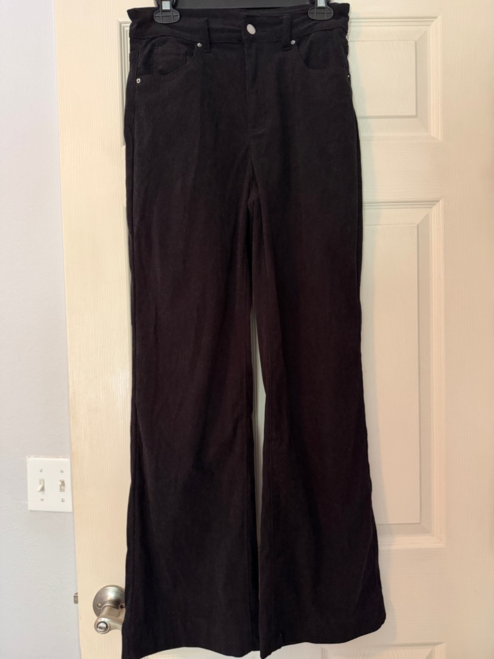 SHEIN Black Wide Leg Corduroy Pants